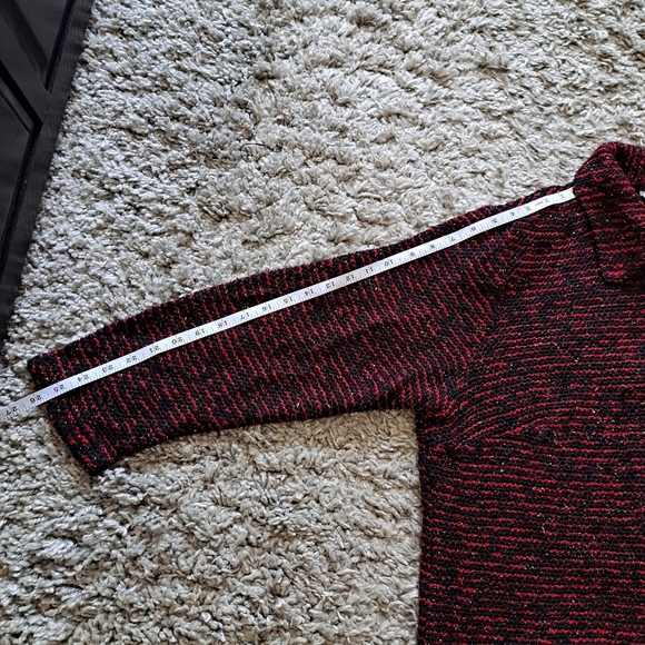 Alfred Dunner |Red, black, gold metallic tweed knit women jacket & shoulder pads - Picture 9 of 12